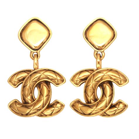 chanel earrings cc dangle|chanel quilted style dangle earrings.